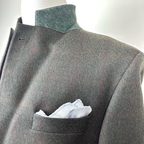 Hugo Boss Olive Windowpane Cashmere Blend‎ Tizian Blazer 44L Read - Picture 4 of 16